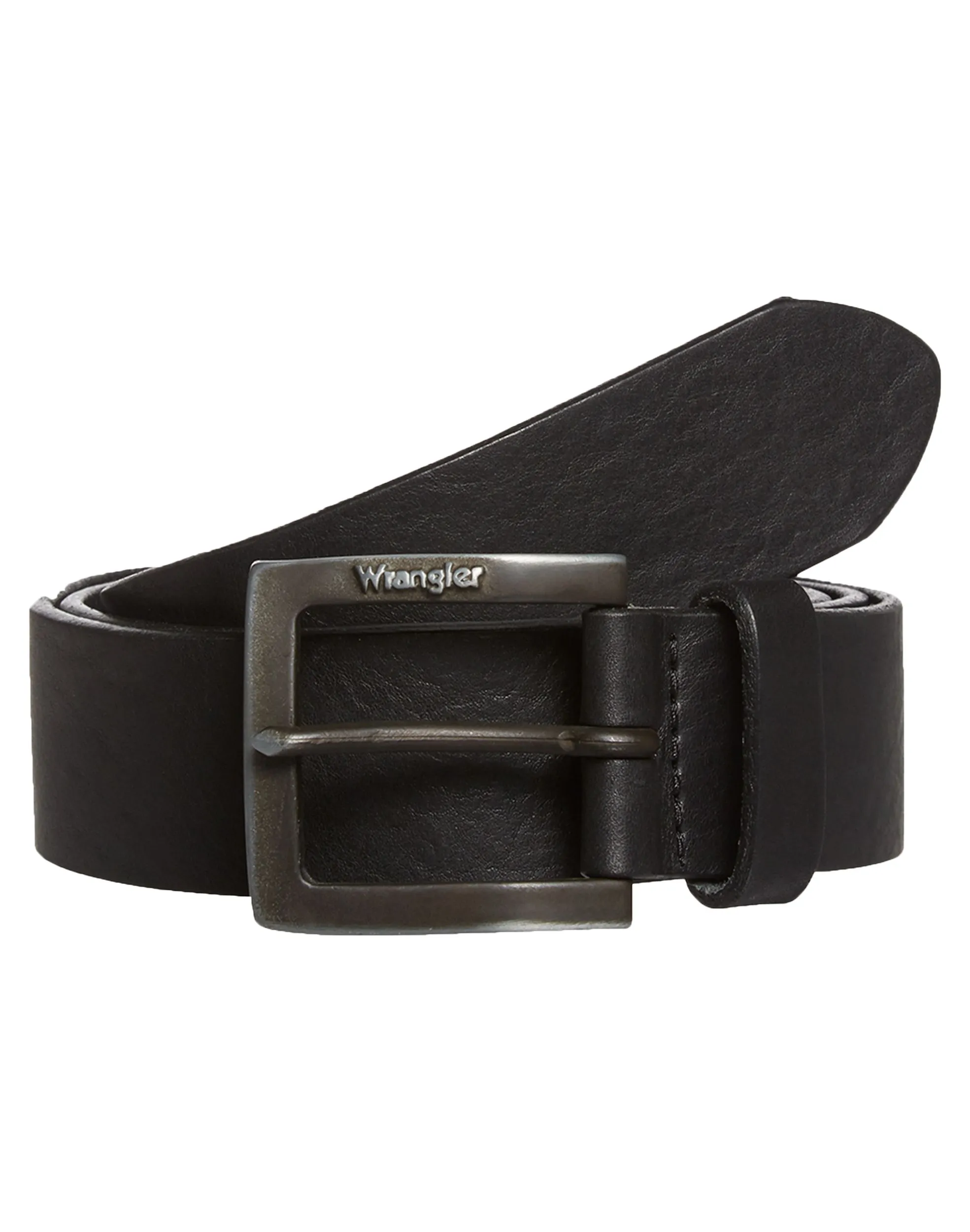 Wrangler Kabel Buckle Leather Metal Loop Belt Black