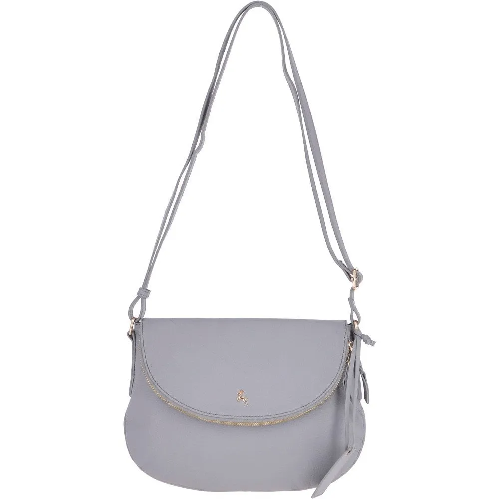 Zip Around Pocket Leather Shoulder Bag Light Grey– Rihanna