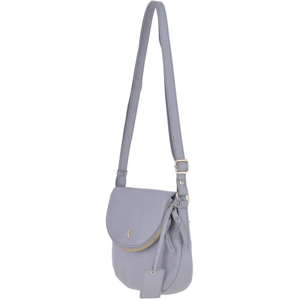 Zip Around Pocket Leather Shoulder Bag Light Grey– Rihanna