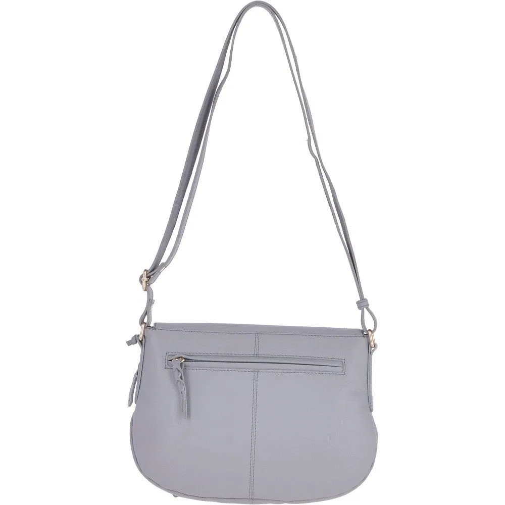 Zip Around Pocket Leather Shoulder Bag Light Grey– Rihanna