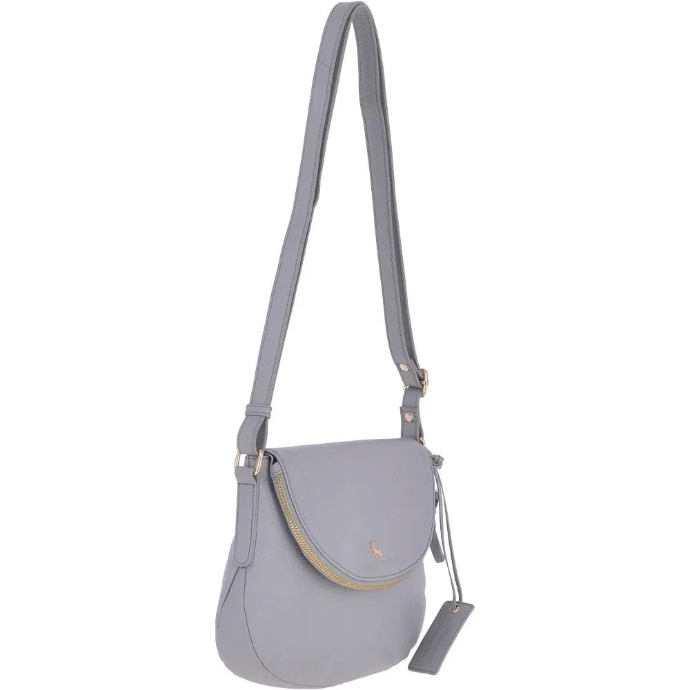 Zip Around Pocket Leather Shoulder Bag Light Grey– Rihanna